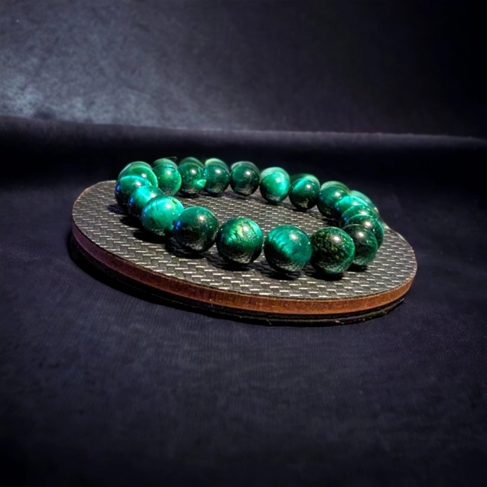Green Tiger Eye Bracelet - 10mm Unisex - Picture 3 of 3